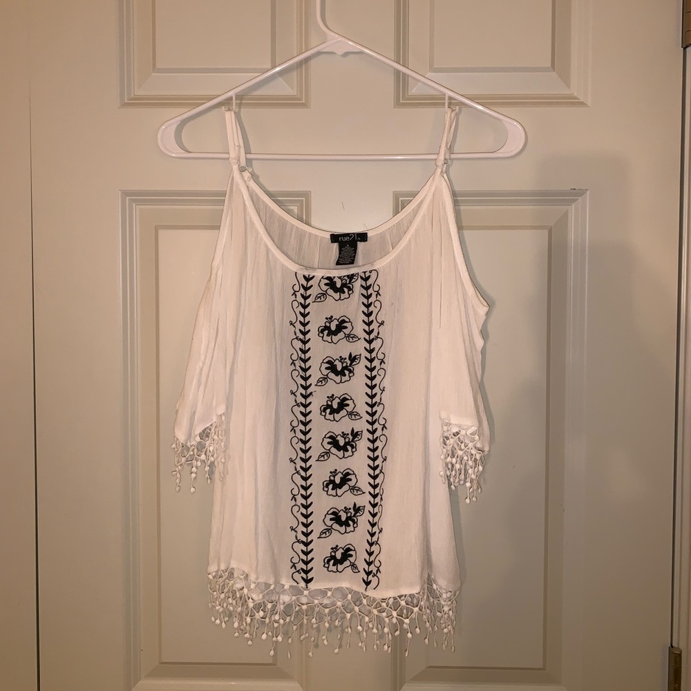 White off the shoulder tank top